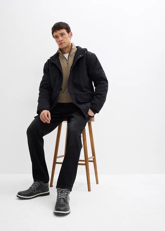 Robuuste winterjas van canvas new kaki