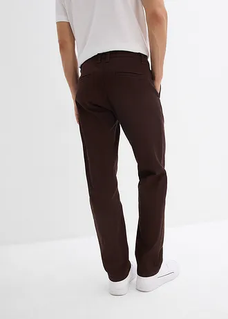 Relaxed fit stretch chino met biologisch katoen, straight, Kleur: donkerbruin