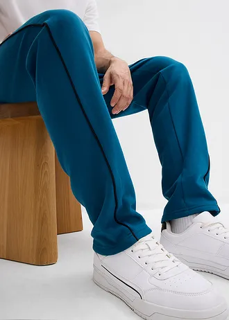Pantalon de jogging à détails contrastants, 100% coton • bleu pétrole • Boutique bonprix