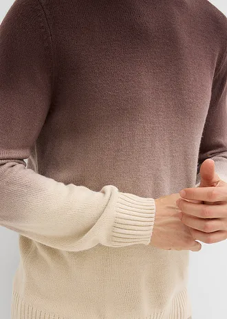 Pull en fine maille, effet dégradé • marron foncé/sable clair • Boutique bonprix