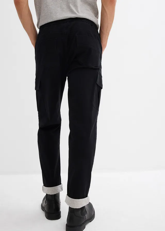 Pantalon jogger chaud et loose, fuselé, Couleur: noir