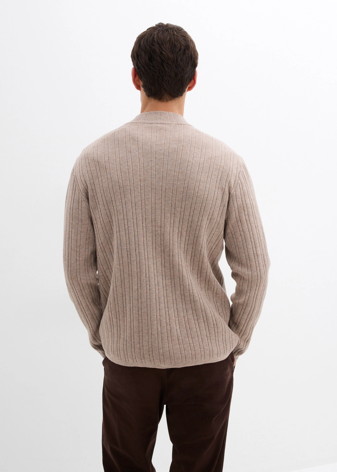 Gilet en fine maille côtelée • beige chiné • Boutique bonprix