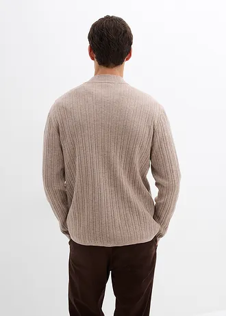 Gilet en fine maille côtelée • beige chiné • Boutique bonprix