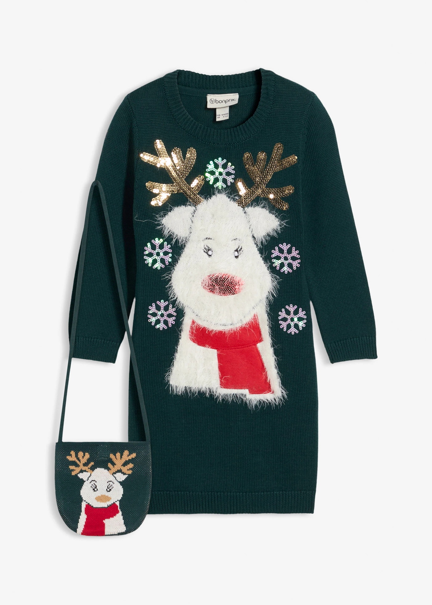 Pletené šaty s kabelkou (2dílná souprava) • tmavě zelená • bonprix obchod