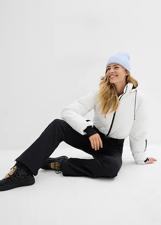 Hydrofobowy sportowy kombinezon na ciepłej podszewce • biały + czarny • sklep bonprix