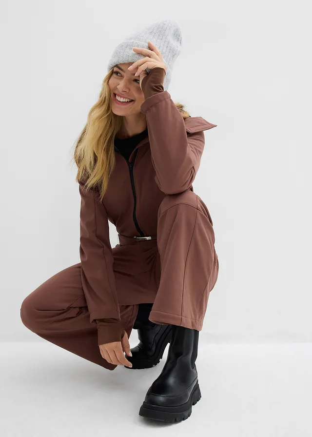 Lyžiarske oblečenie, vodu odpudzujúce, teplo podšívané, softshell • svetlohnedá • obchod bonprix