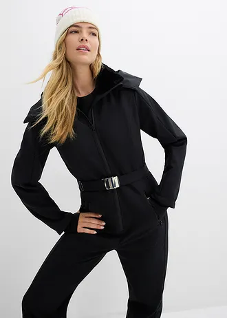 Costum de schi din softshell impermeabil, cu căptușeală călduroasă • negru • magazin bonprix