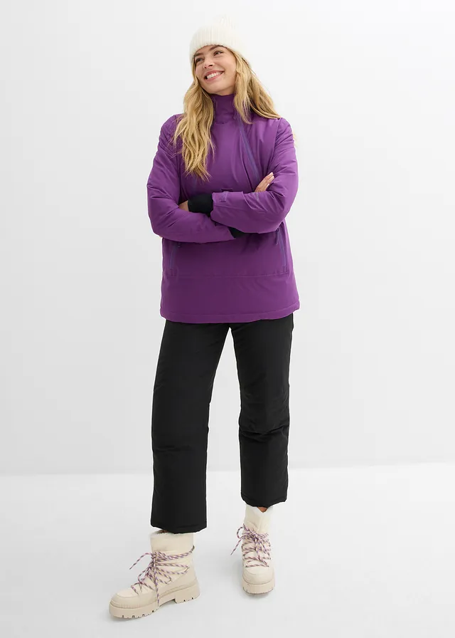 Outdoor jas met fleece voering, waterdicht diepviolet