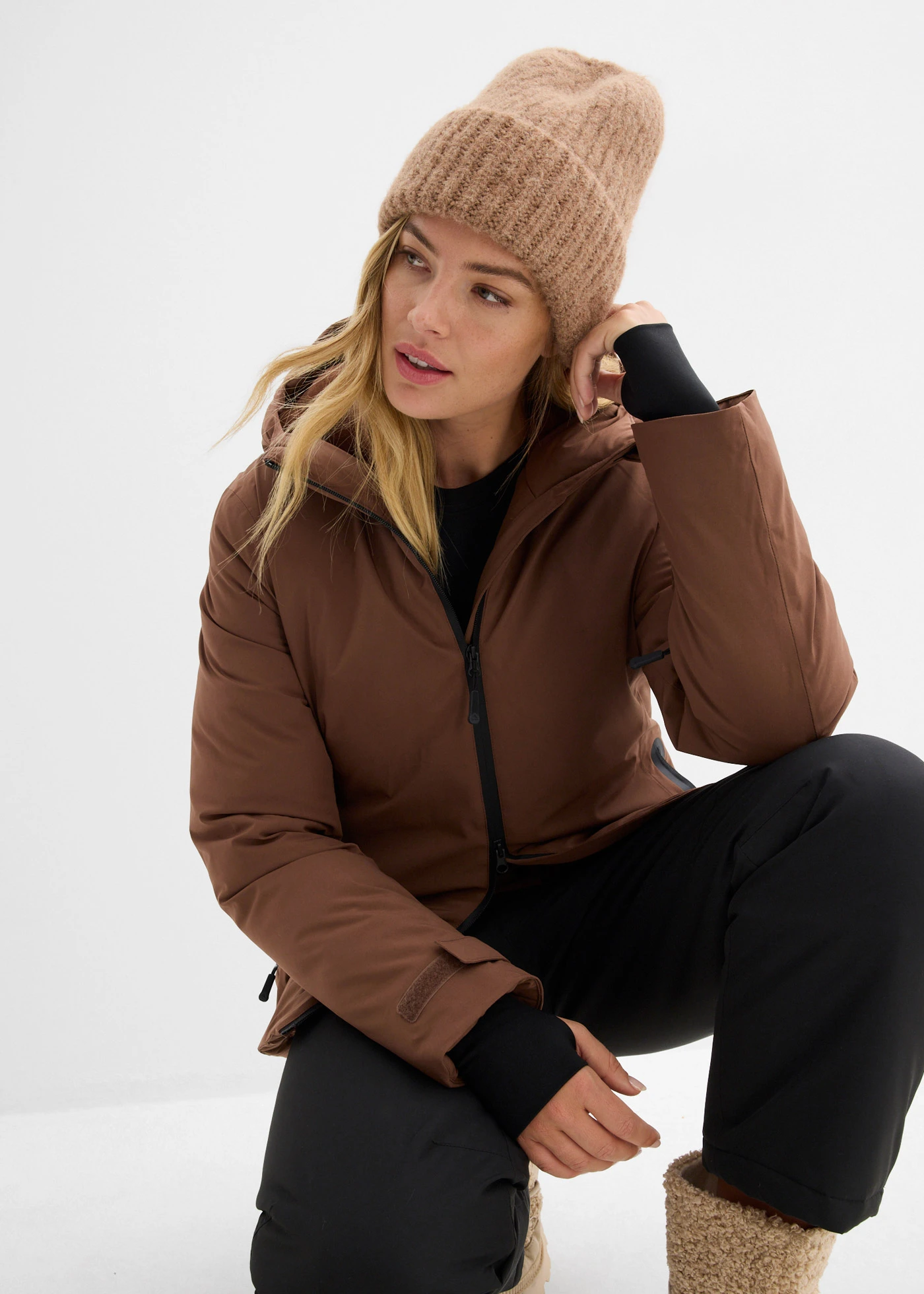 Ski-jas met sneeuwvanger • lichtbruin • bonprix online shop