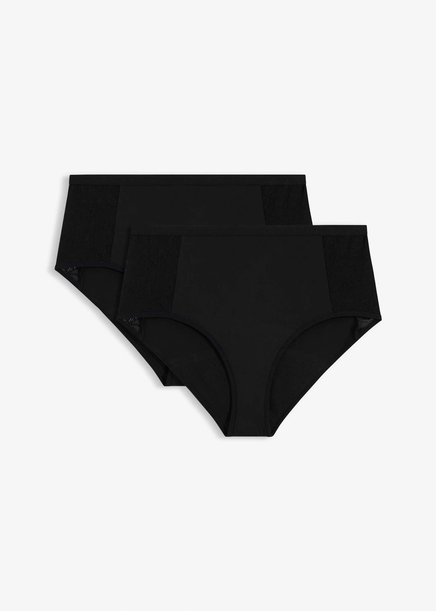 Figi menstruacyjne z mikrofibry o średnim stopniu chłonności (2 pary) • czarny • sklep bonprix