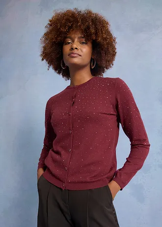 Vest met glittersteentjes • esdoornrood • bonprix online shop