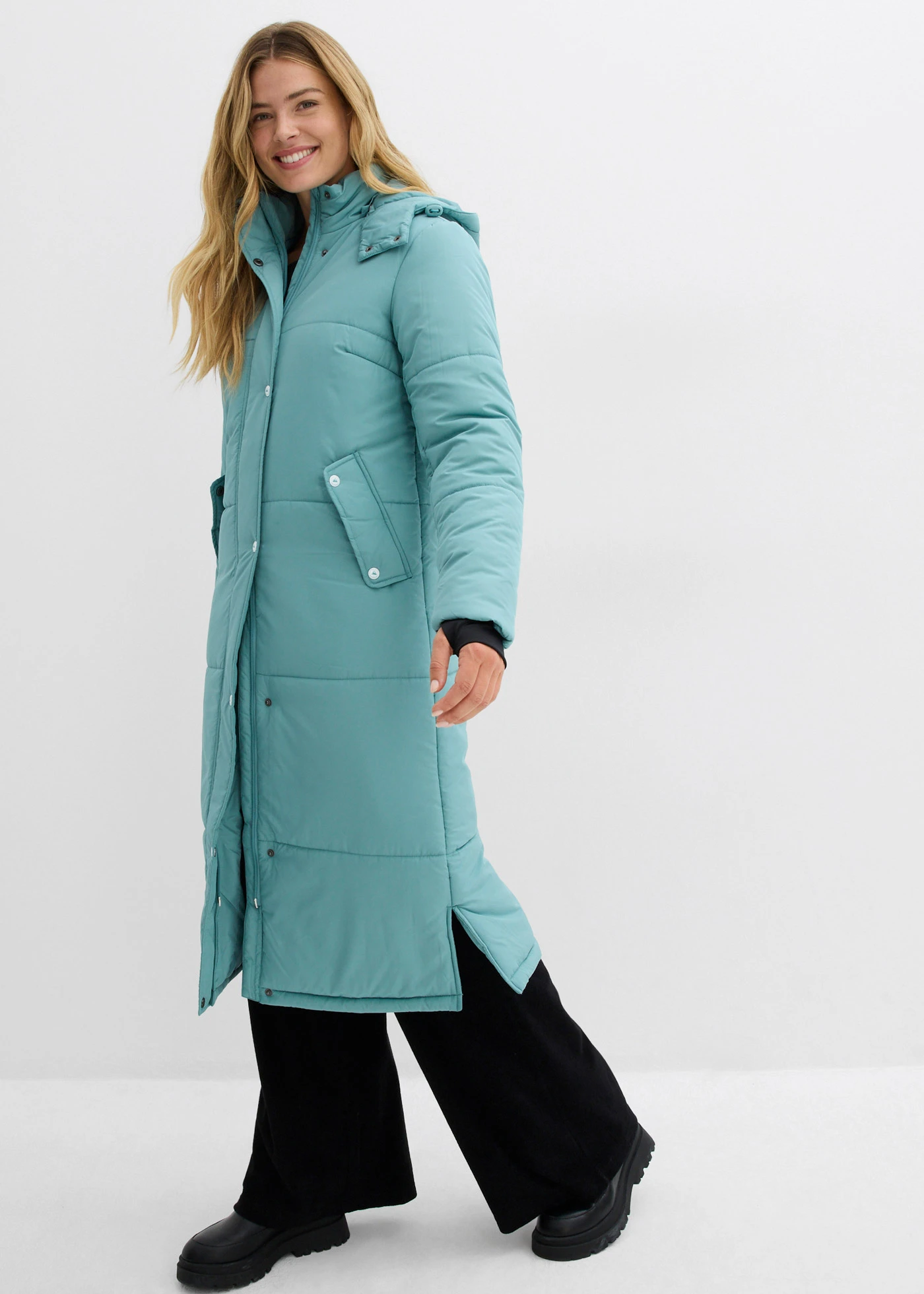 Lange, gewatteerde outdoor jas met isolerende warmtetechnologie • mineraalblauw • bonprix online shop