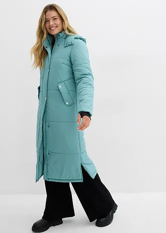 Lange, gewatteerde outdoor jas met isolerende warmtetechnologie, Kleur: mineraalblauw