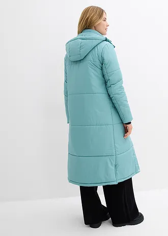 Lange, gewatteerde outdoor jas met isolerende warmtetechnologie, Kleur: mineraalblauw