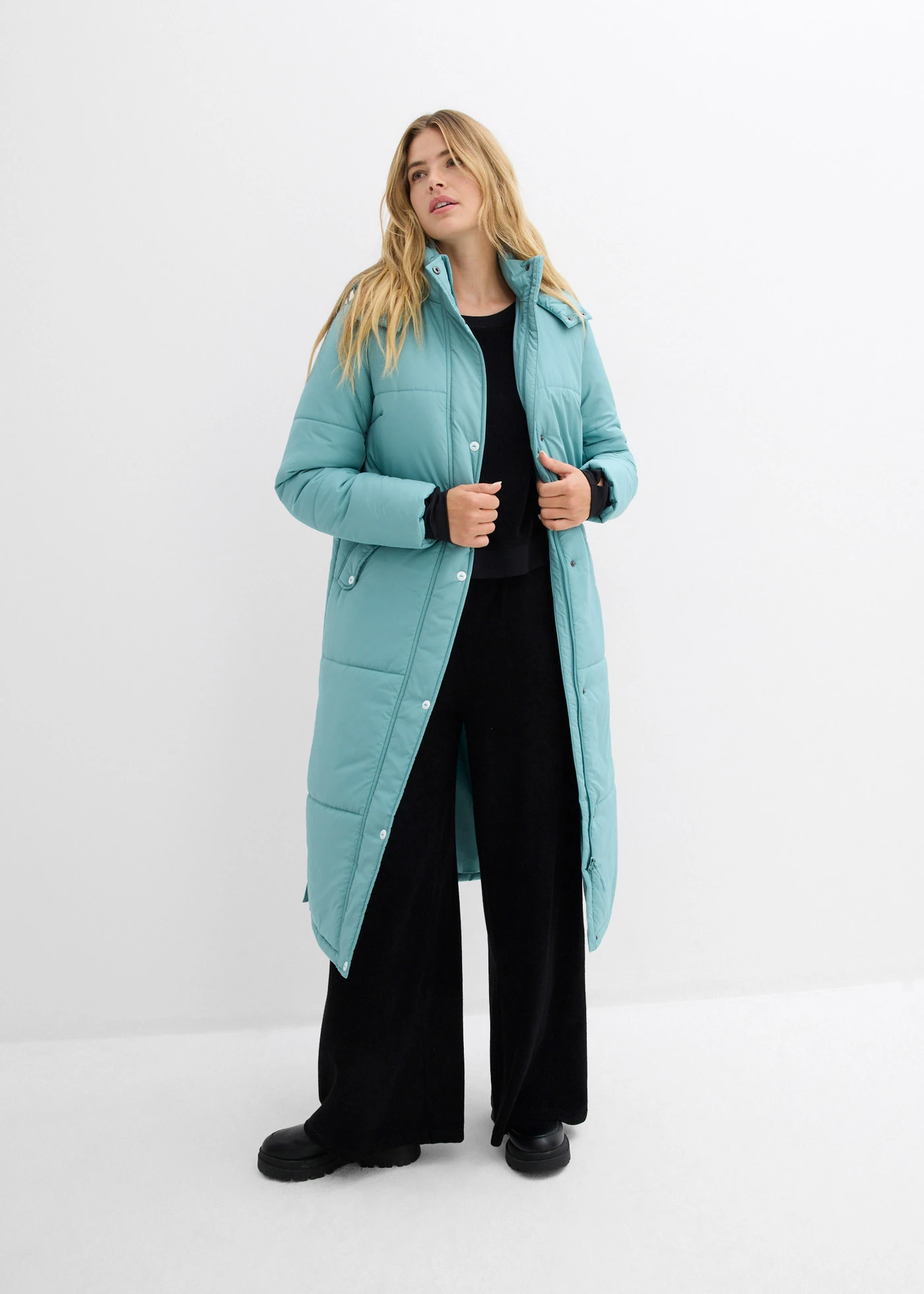 Lange, gewatteerde outdoor jas met isolerende warmtetechnologie • mineraalblauw • bonprix online shop