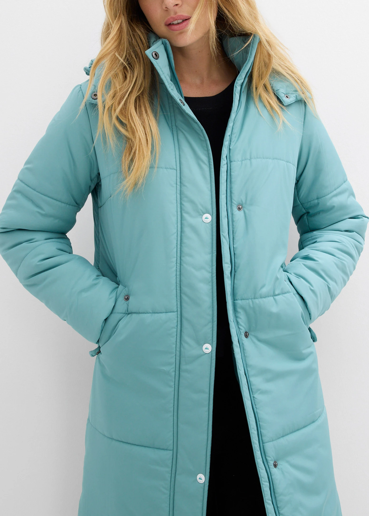 Lange, gewatteerde outdoor jas met isolerende warmtetechnologie • mineraalblauw • bonprix online shop