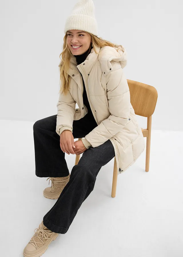 Winterjas met verstelbare tailleband • lichtsand • product-page.page-title-suffix