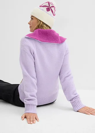 Svetr s límečkem na zip • jemně šeříkovo-tmavě fuchsiová • bonprix obchod