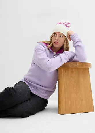 Svetr s límečkem na zip • jemně šeříkovo-tmavě fuchsiová • bonprix obchod