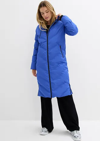 Lange gewatteerde jas, Kleur: edelsteenblauw