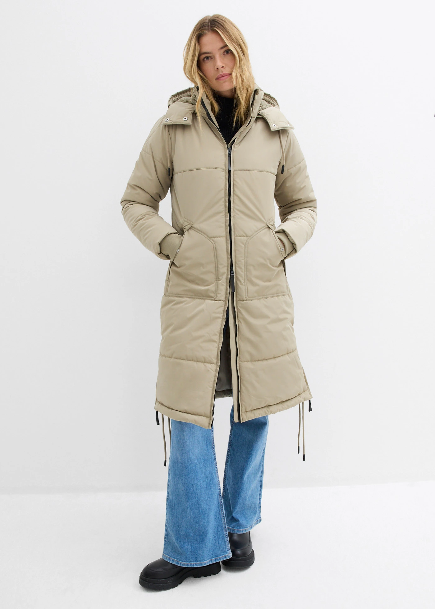 Doudoune longue et déperlante • kaki clair • Boutique bonprix