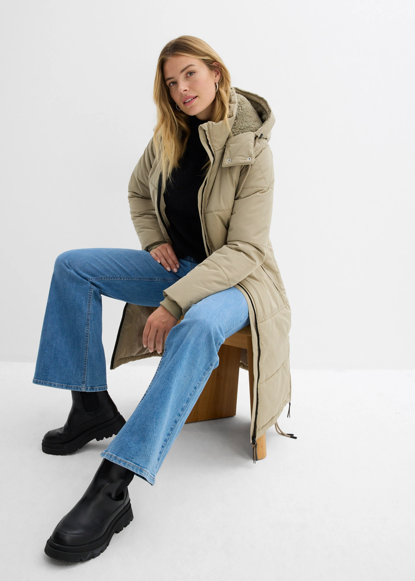 Waterafstotende gewatteerde jas • new kaki • bonprix online shop