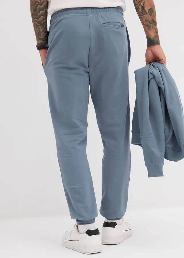 Pantalon de jogging doux et élégant avec passepoil, Couleur: bleu fumé