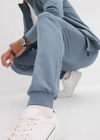 Elegante sweatpants met plooitjes in een zachte katoenmix • rookblauw • bonprix online shop