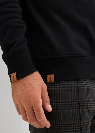 Sweat col châle 100% coton • noir • Boutique bonprix