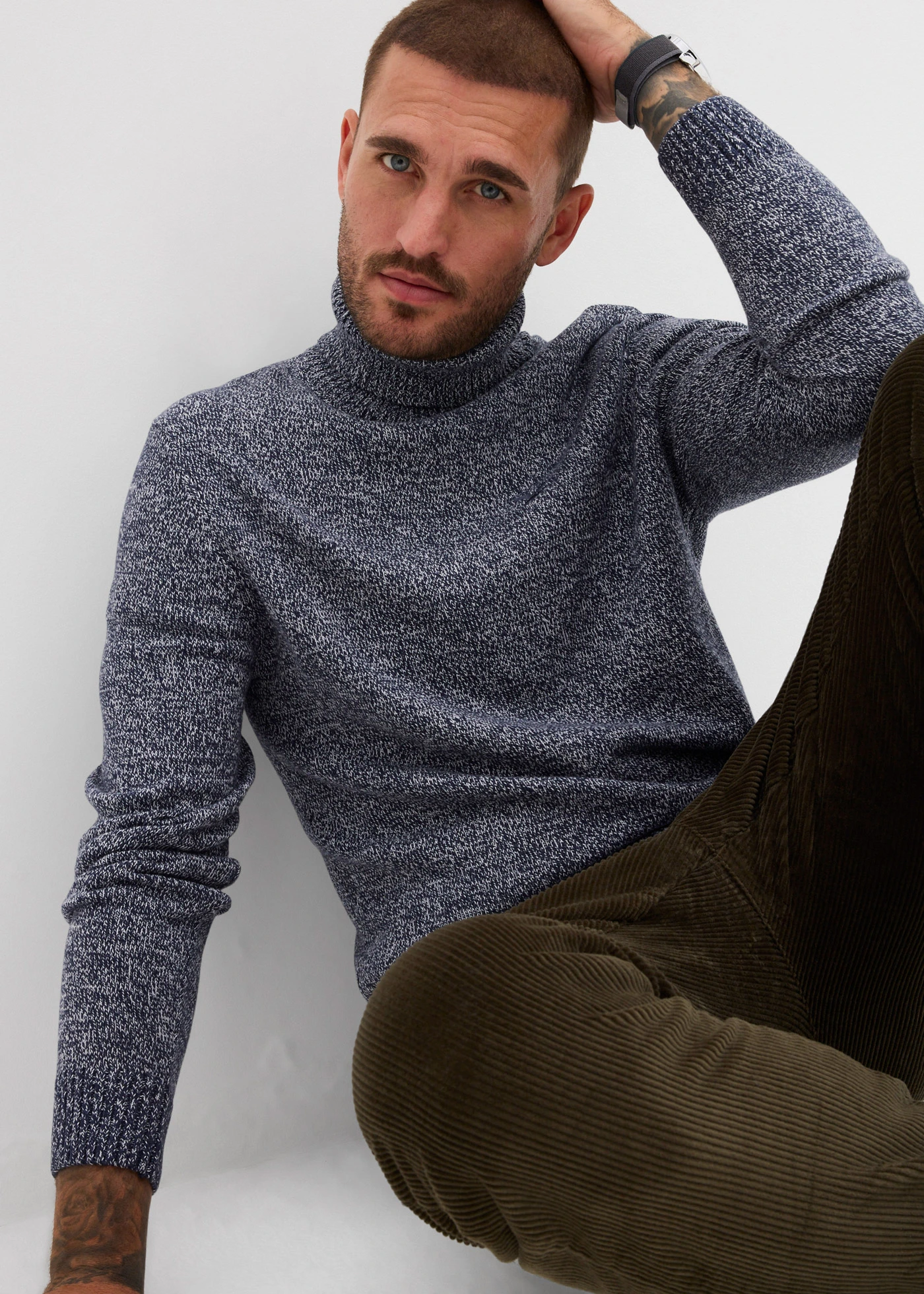 Coltrui met katoen • donkerblauw-wit gemêleerd • bonprix online shop