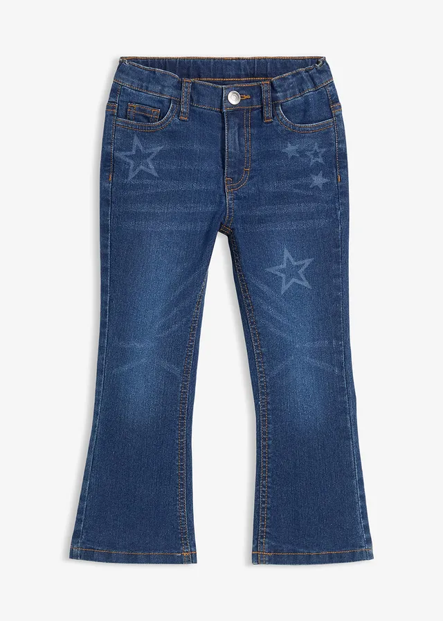 Thermo bootcut jeans, mid waist, Kleur: blauw denim