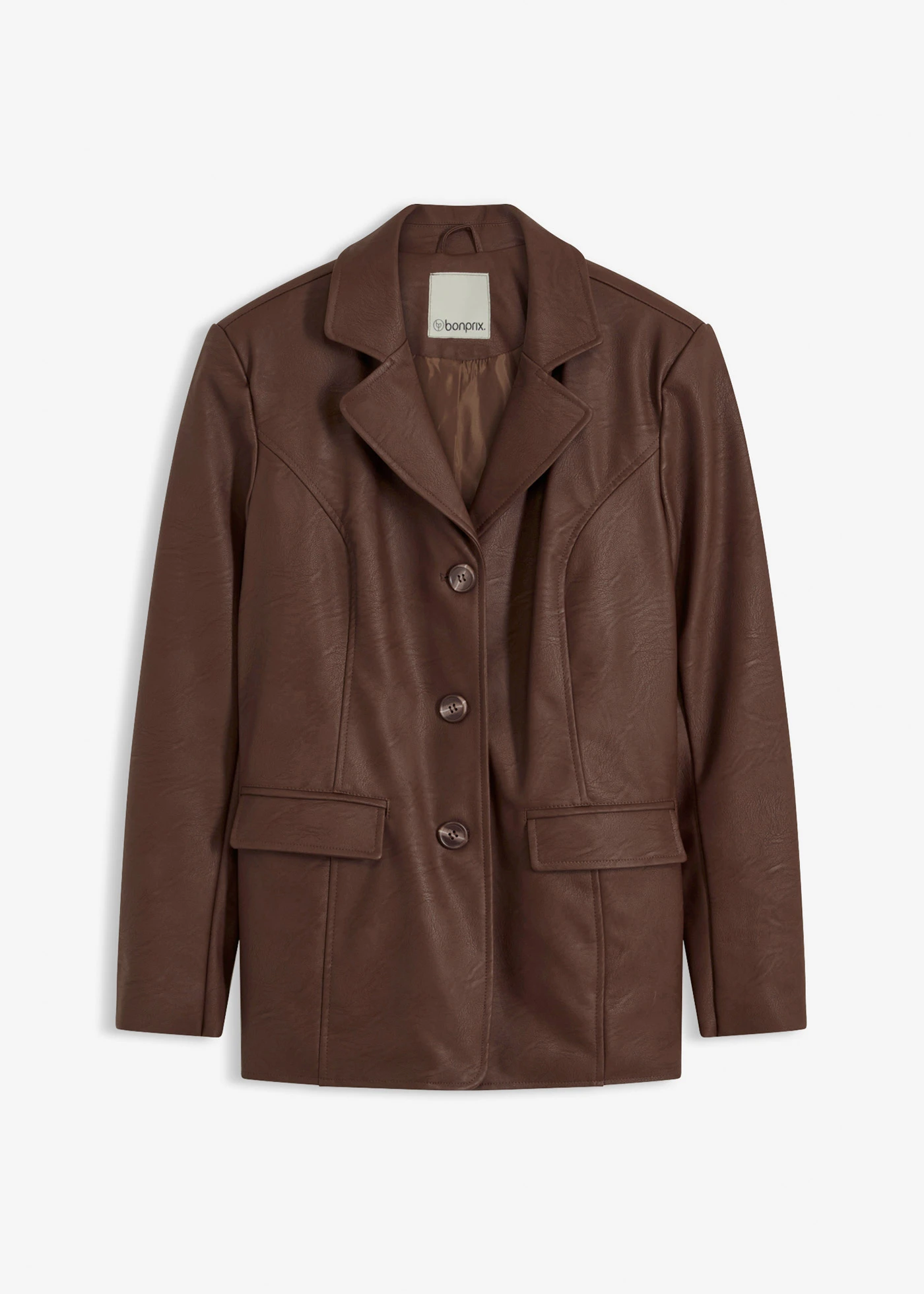 Dlouhý blejzr z umělé kůže • hnědá • bonprix obchod