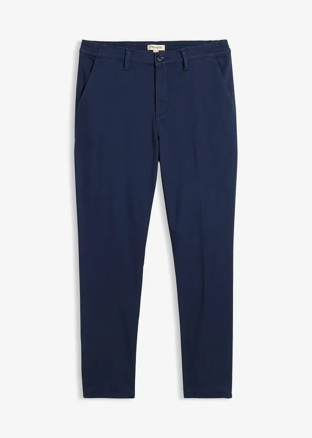 Spodnie chinosy regular fit z ciepłą podszewką flanelową, tapered - Bonprix