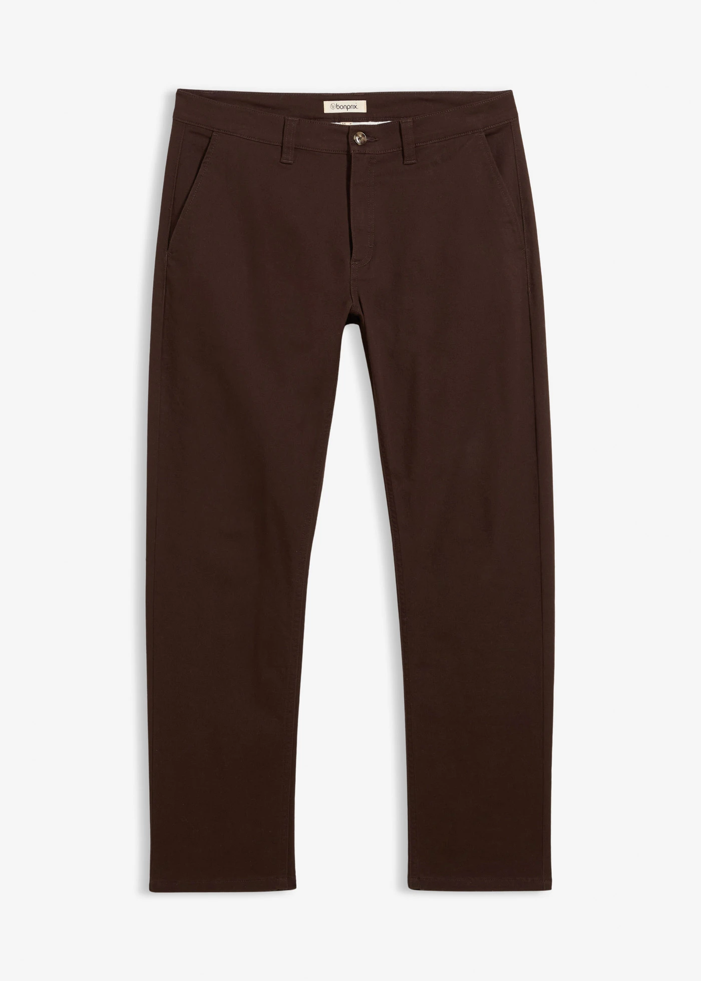 Strečové chino kalhoty Relaxed Fit s organickou bavlnou, Straight • tmavě hnědá • bonprix obchod
