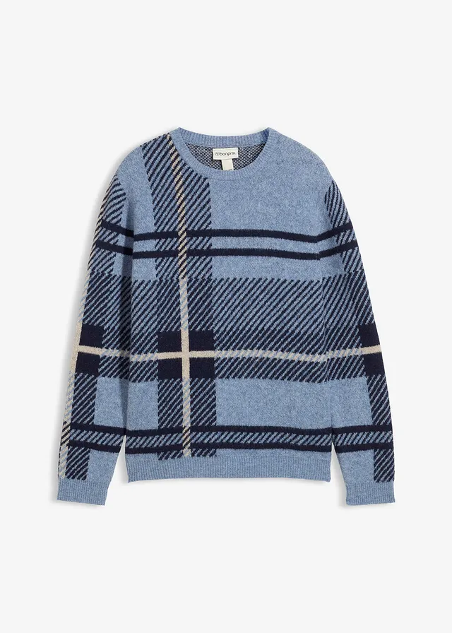 Trui • beige-blauw-donkerblauw geruit • bonprix online shop