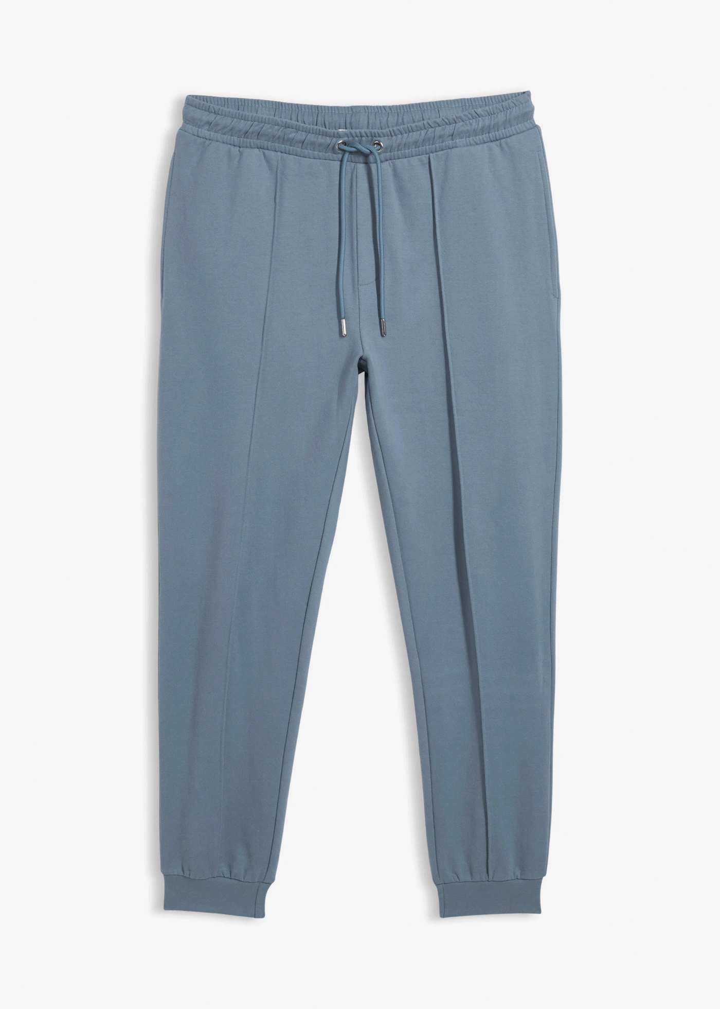 Elegante sweatpants met plooitjes in een zachte katoenmix • rookblauw • bonprix online shop