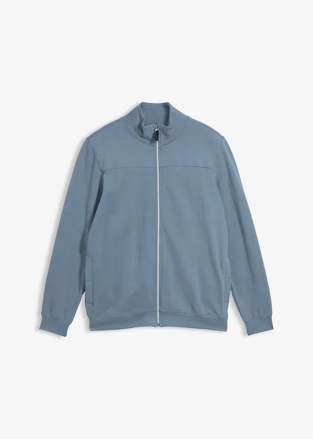 Elegant sweatvest van een zacht katoenmix, Kleur: rookblauw