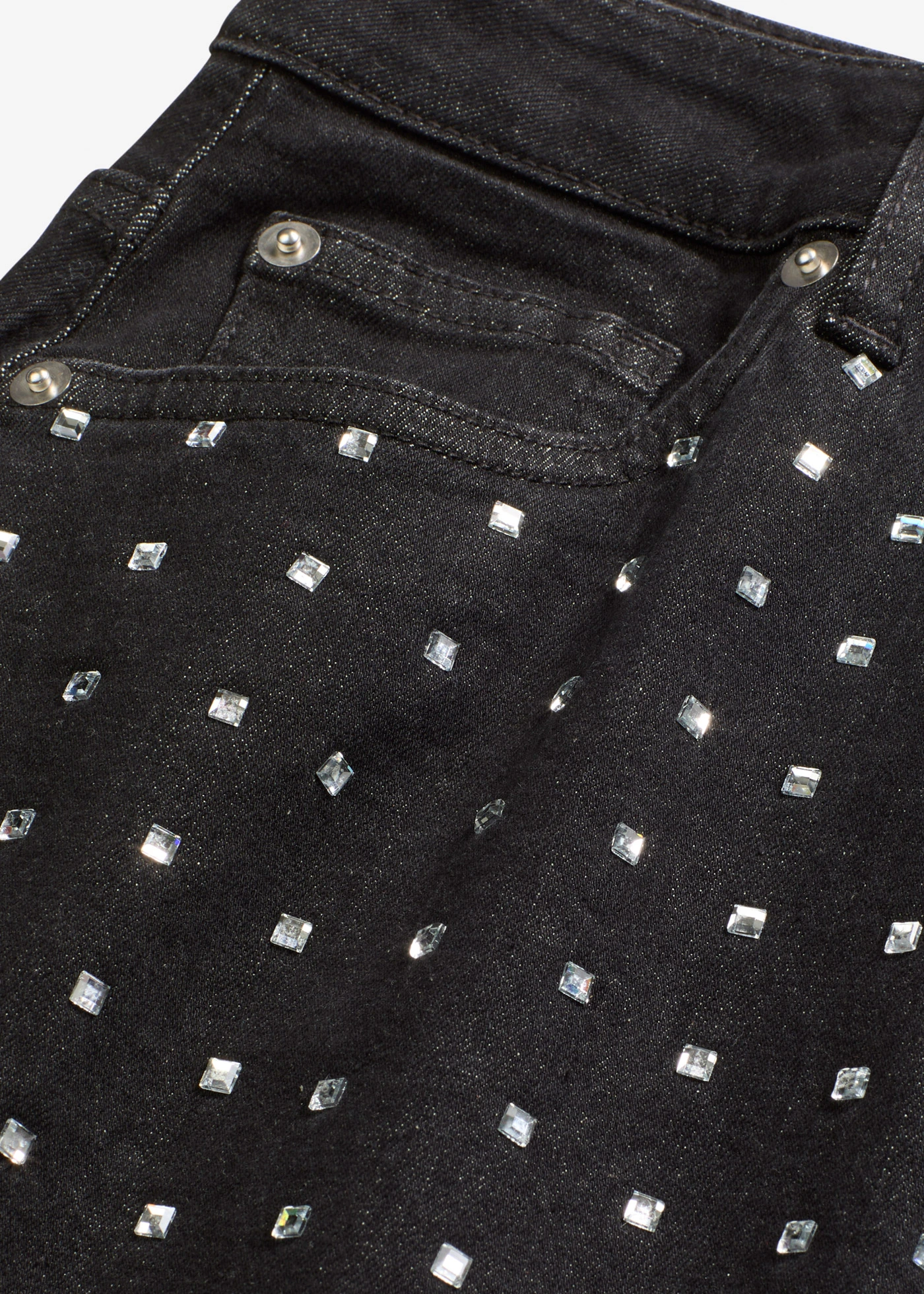 Spódnica jeansowa z aplikacją z kryształków • czarny denim metallic • sklep bonprix