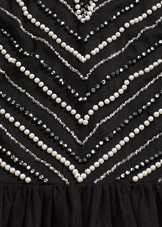 Maxi šaty s perličkovou výšivkou • černá /stříbrná • bonprix obchod