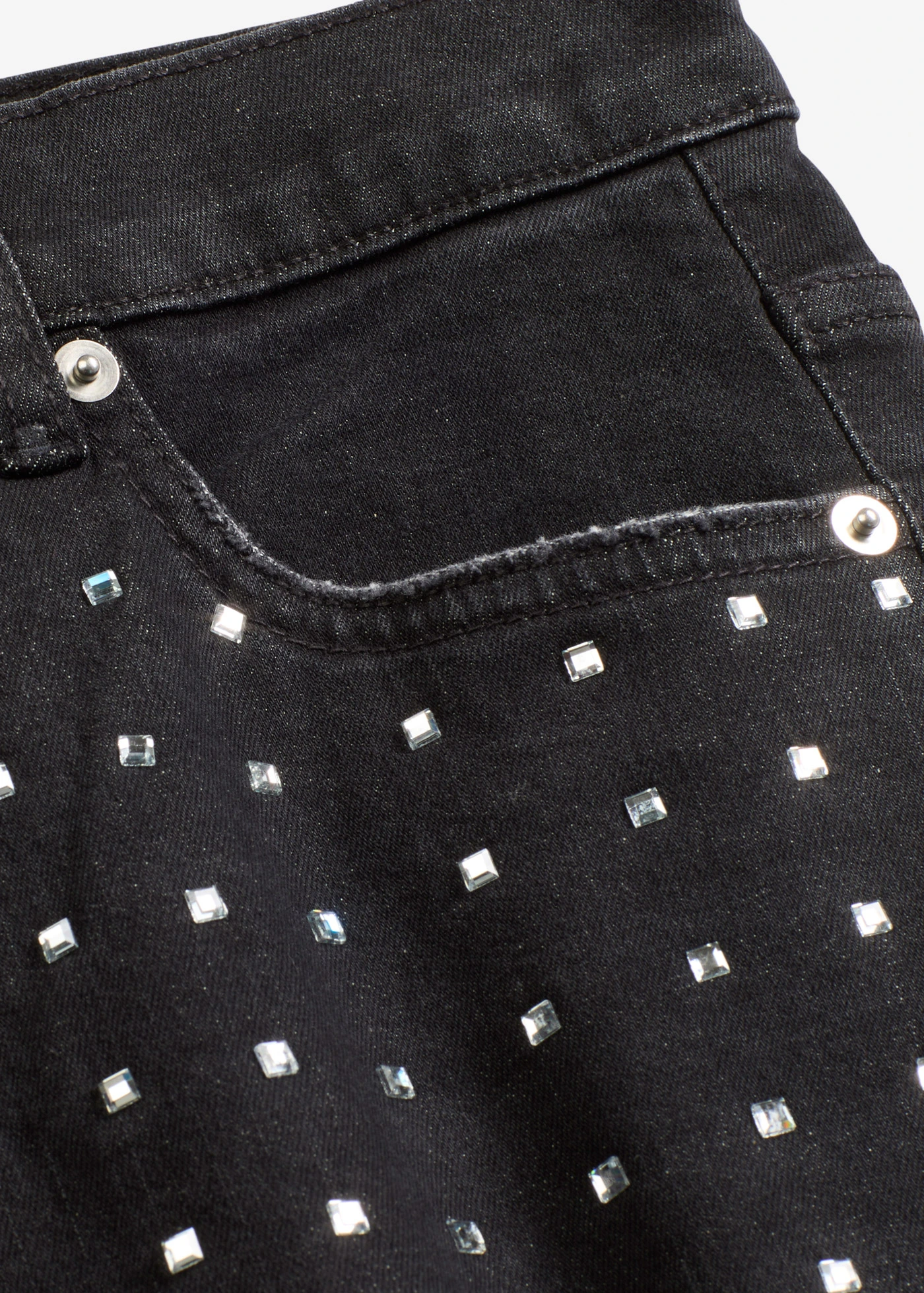 Jean large taille mi-haute avec strass • noir denim métallisé • Boutique bonprix