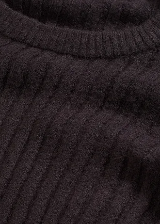 Geribde oversized trui, Kleur: zwart