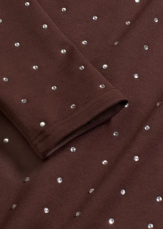 Robe en jersey à strass • marron foncé • Boutique bonprix