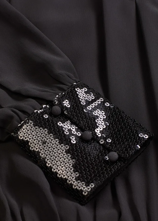 Blouse en tulle fin avec empiècements à sequins • noir • product-page.page-title-suffix