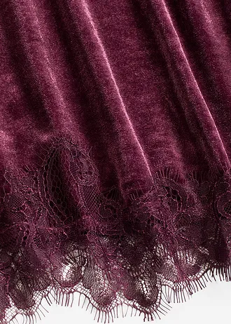 T-shirt en velours et dentelle • bordeaux • Boutique bonprix