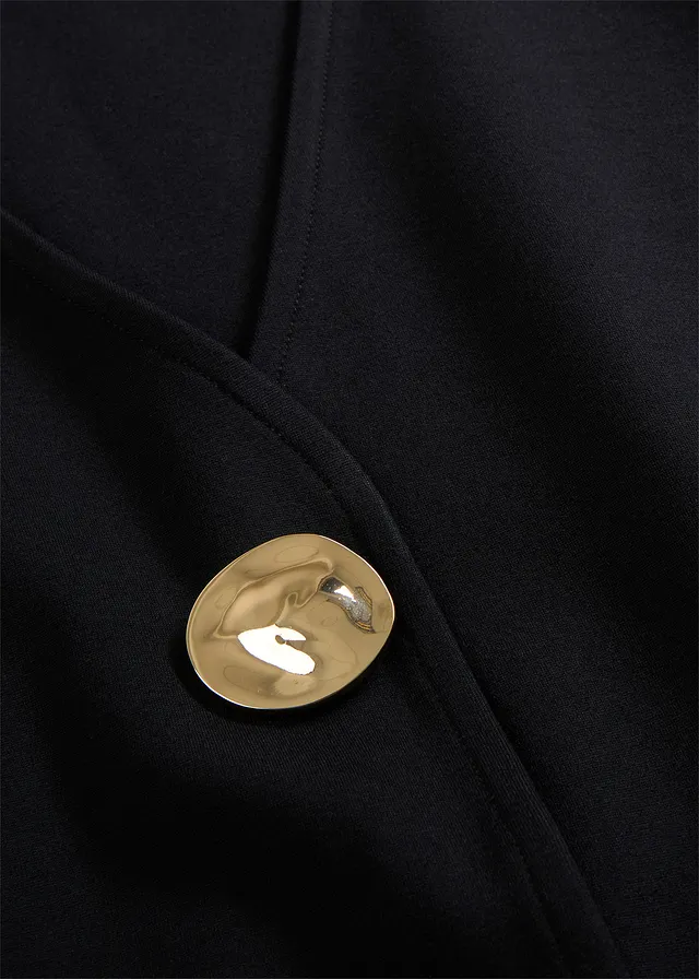 Gilet confortable en Punto di Roma avec bouton décoratif • noir • product-page.page-title-suffix