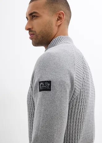 Pull texturé à col montant • gris chiné • Boutique bonprix