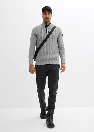 Pull texturé à col montant • gris chiné • Boutique bonprix