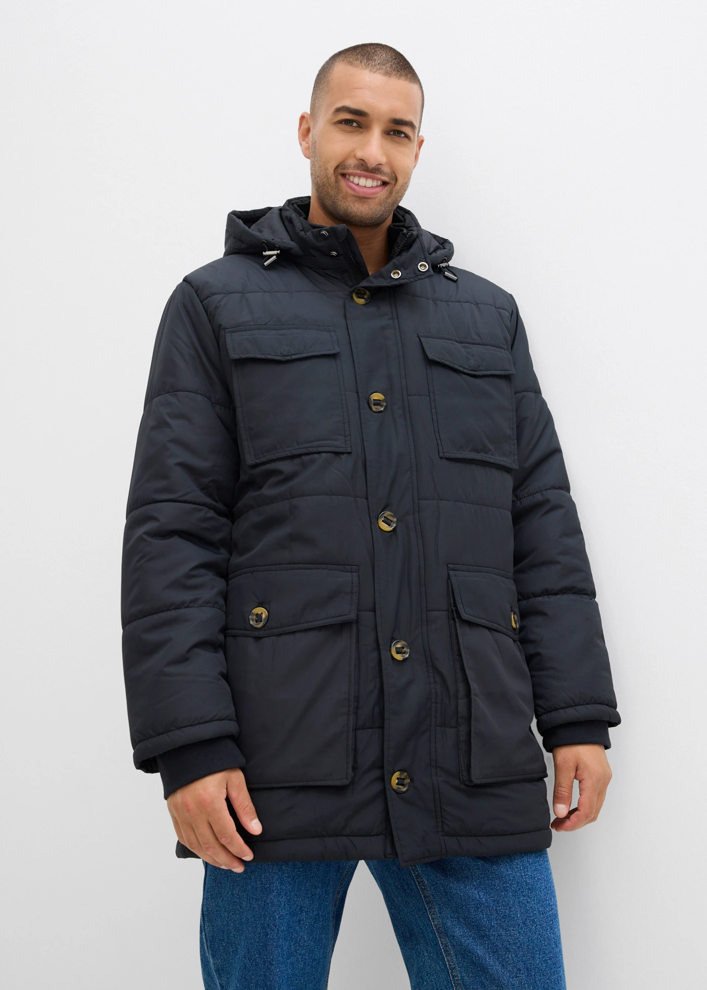 Parka rembourrée avec poches plaquées • noir • Boutique bonprix