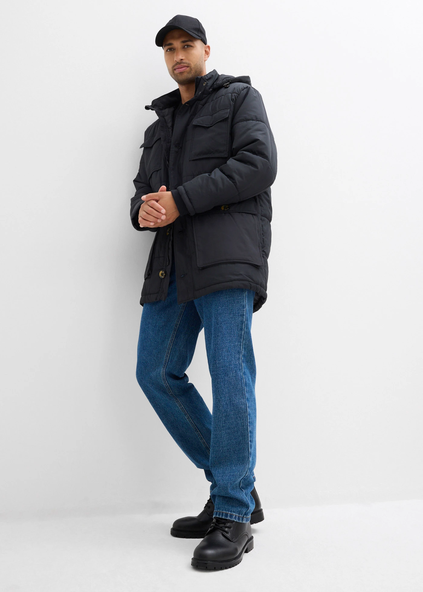 Parka rembourrée avec poches plaquées • noir • Boutique bonprix