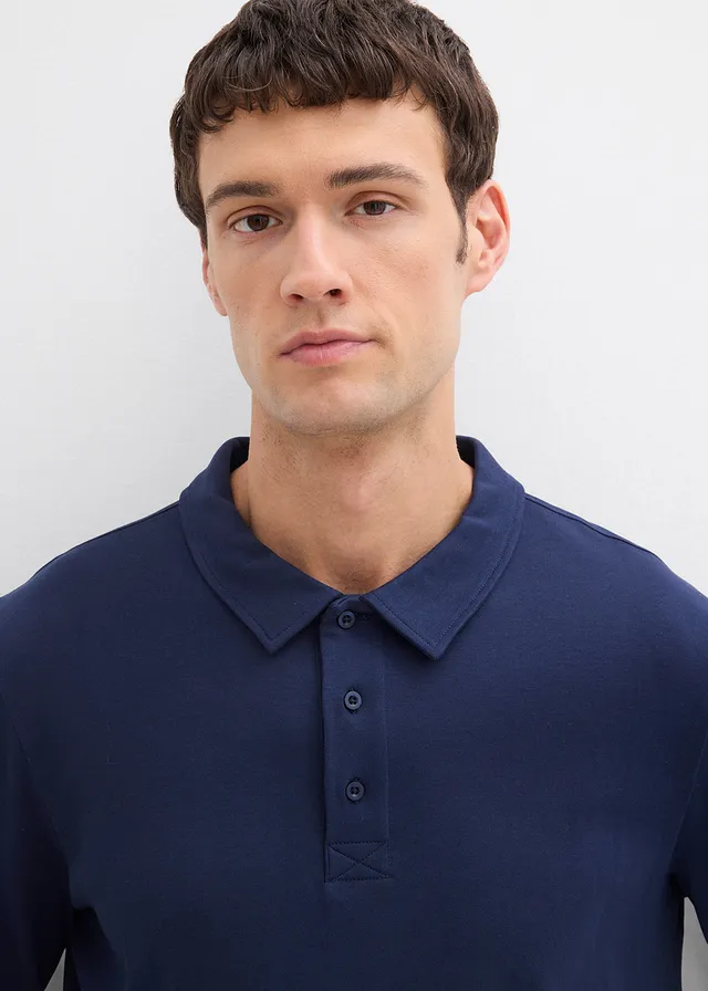 Poloshirt met lange mouwen van biologisch katoen • donkerblauw • product-page.page-title-suffix